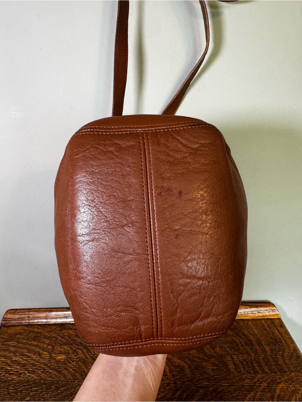 Coach Brown Leather Belted Crossbody Bucket Bag with Buckle - Picture 6 of 12